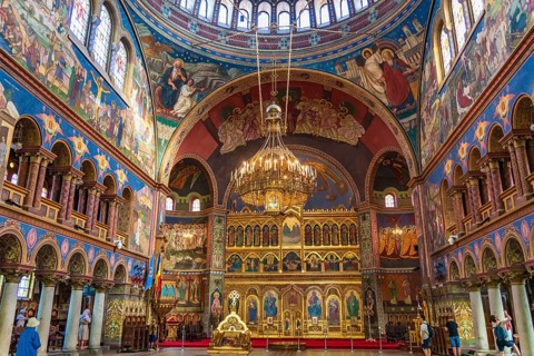 Interior of Holy Trinity Cathedral in Sibiu, Transylvania, Romania, Europe