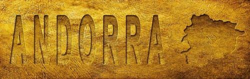 Andorra Map and Text on Grunge Gold Texture