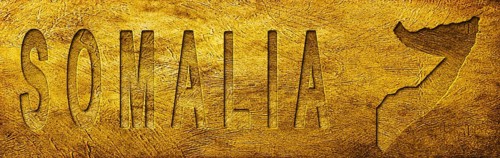 Somalia Map and Text on Grunge Gold Texture