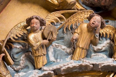 Centre section with angels playing music, St., Sankt, Saint