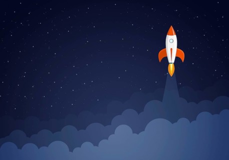 Art launch rocket with sky space. Startup concept