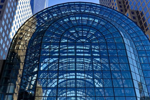 South Manhattan, under a blue sky, Manhattan, New York City, USA, North America, Building with