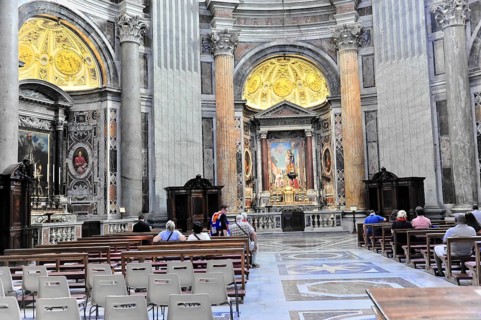 St Peter's Basilica, Vatican, Rome, Lazio, Italy, Europe, Church interior with impressive