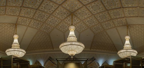A picture of chandeliers in the ceiling at the House Of Knowledge in Qasr Al Watan
