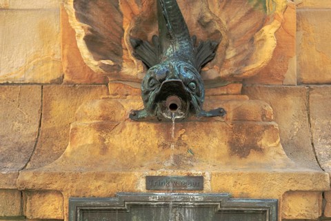 The Alte Angerbrunnen fountain in Erfurt provides drinking water. It is located in the western part