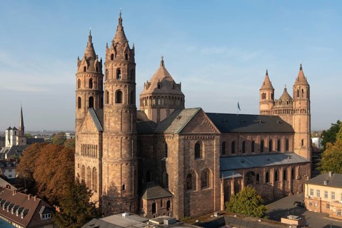 Worms, St Peter's Cathedral, view from the north-east from the tower of the Holy Trinity Church