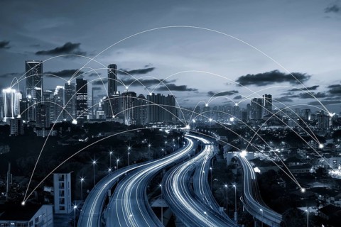 City scape and network connection concept
