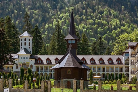 Caraiman Monastery Church at the Foot of the Bucegi Mountains Sinaia, Romania, Europe