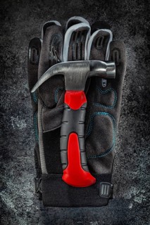 Stabby Mini Claw Hammer On Work Gloves