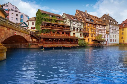 Strasbourg la Petite France in Alsace half timbered houses