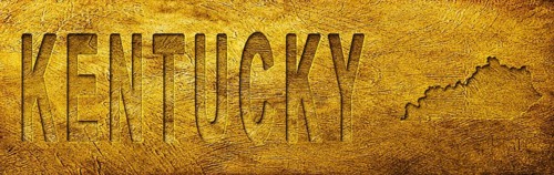 Kentucky Map and Text on Grunge Gold Texture