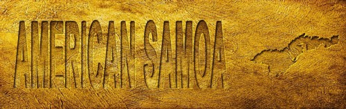 American Samoa Map and Text on Grunge Gold Texture