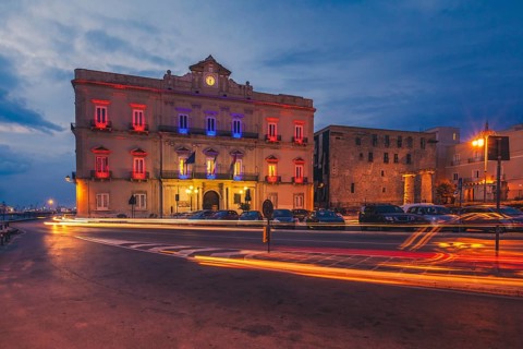 Awesome seaside of Taranto in the evening. A big city in southern Italy with an industry port.