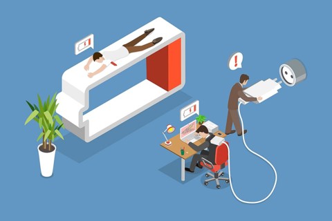3D Isometric Flat Illustration of Working Burnout, Deadlines, Stress, Depression