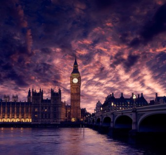 Big Ben Clock Tower London at Thames River England