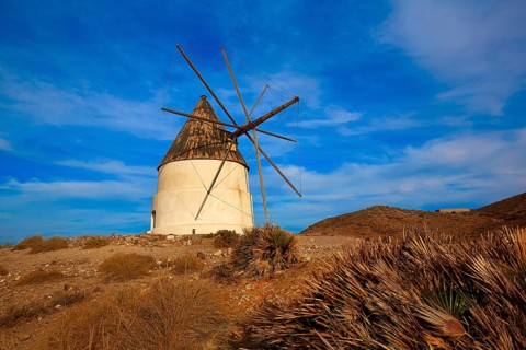 Almeria Molino de los Genoveses windmill traditional in Spain Cabo de Gata