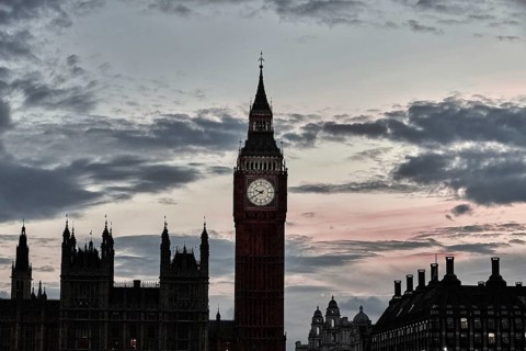 Big Ben Clock Tower London at Thames River England