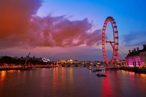 London sunset at Thames river near Big Ben in England