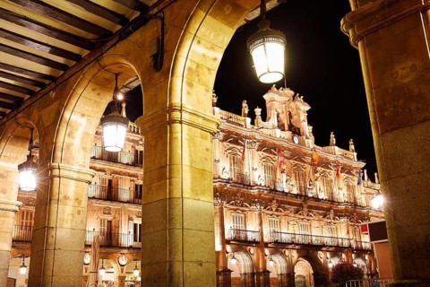 Salamanca Plaza Mayor in Spain along via de la Plata way to Santiago