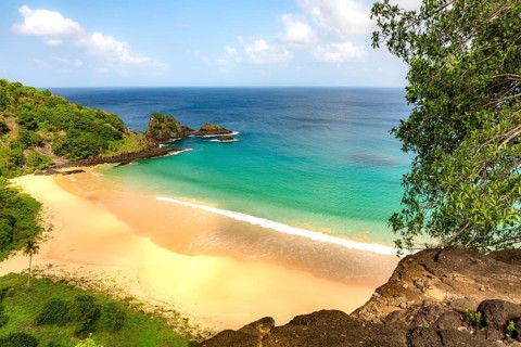 Fernando de Noronha, Brasil. Turquoise water around the Two Brothers rocks, UNESCO World Heritage