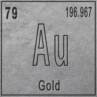 Gold chemical element, Sign with atomic number and atomic weight, Periodic Table Element, silver