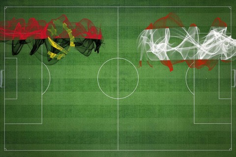 Angola vs Austria Soccer Match, national colors, national flags, soccer field, football game,