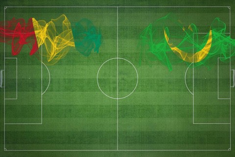 Guinea vs Mauritania Soccer Match, national colors, national flags, soccer field, football game,