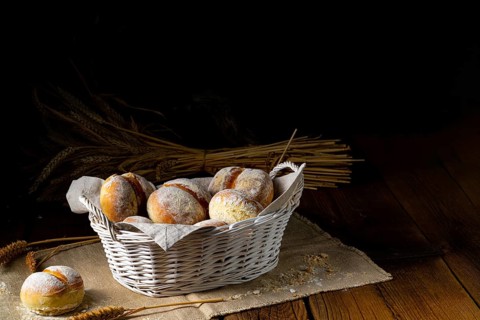 Homemade wheat rolls for breakfast