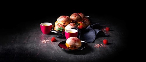 Delicious Berlin donuts filled with raspberry jam