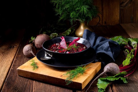 Delicious Russian-style beetroot soup