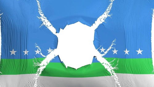 San Jose city, capital of Costa Rica flag with a hole, white background, 3d rendering