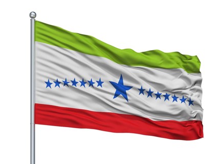 Sibate City Flag On Flagpole, Country Colombia, Cundinamarca Department, Isolated On White