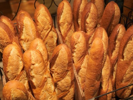 Baguettes, French bread loaves in a store in Japan