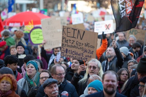 Alliance against right-wing extremism mobilised under the motto Never again is NOW! Nuremberg