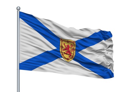Nova Scotia City Flag On Flagpole, Country Canada, Isolated On White Background, 3D Rendering