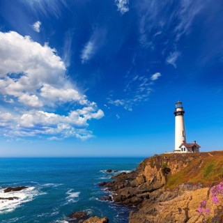 California Pigeon point Lighthouse in Cabrillo Hwy coastal highway State Route 1