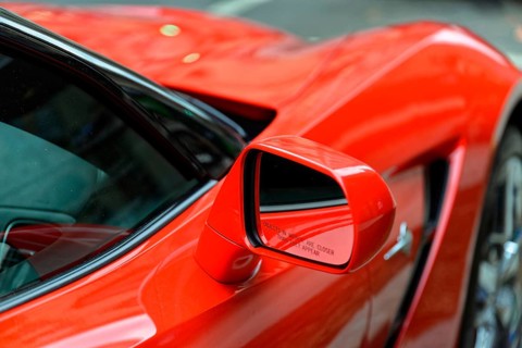 Red Corvette, Manhattan, New York City, New York, USA, North America, Red car with close focus on