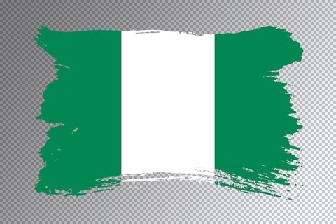 Nigeria flag brush stroke, national flag on transparent background