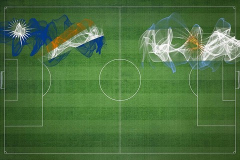 Marshall Islands vs Argentina Soccer Match, national colors, national flags, soccer field, football