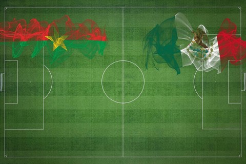 Burkina Faso vs Mexico Soccer Match, national colors, national flags, soccer field, football game,