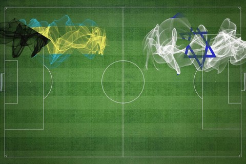 Bahamas vs Israel Soccer Match, national colors, national flags, soccer field, football game,