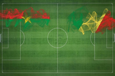 Burkina Faso vs Congo Soccer Match, national colors, national flags, soccer field, football game,