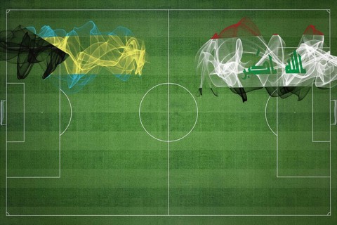 Bahamas vs Iraq Soccer Match, national colors, national flags, soccer field, football game,