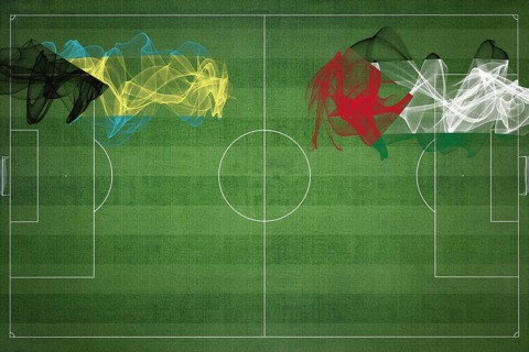 Bahamas vs Palestine Soccer Match, national colors, national flags, soccer field, football game,