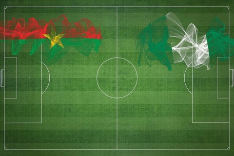 Burkina Faso vs Nigeria Soccer Match, national colors, national flags, soccer field, football game,