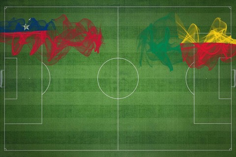 Samoa vs Benin Soccer Match, national colors, national flags, soccer field, football game,