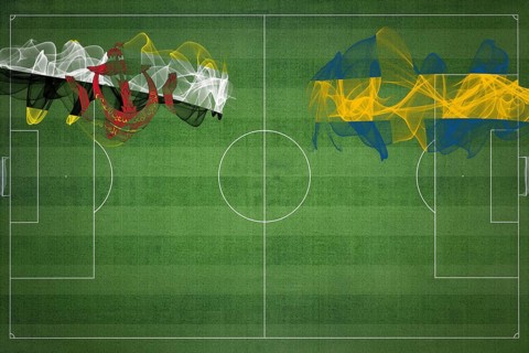 Brunei vs Sweden Soccer Match, national colors, national flags, soccer field, football game,