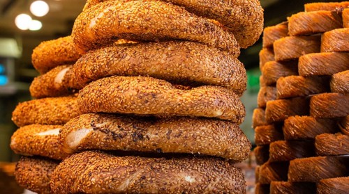 Turkish simits/bagels snack in the view