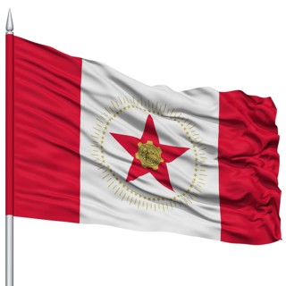 Birmingham City Flag on Flagpole, Alabama State, Flying in the Wind, Isolated on White Background