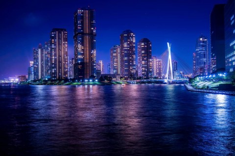 Image of skyscrapers of Chuo-ku, Tokyo. Shooting Location: Tokyo metropolitan area